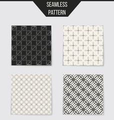 Abstract concept vector monochrome geometric pattern. Black and white minimal background. Creative illustration template. Seamless stylish texture. For wallpaper, surface, web design, textile, decor.