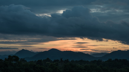 Sunset in mountains