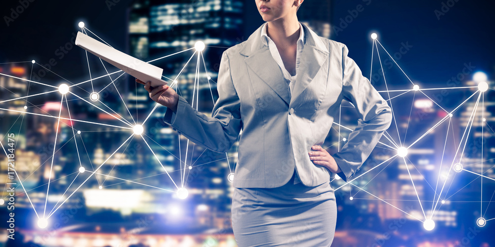 Aufkleber concept of modern business networking that connect and cooperate