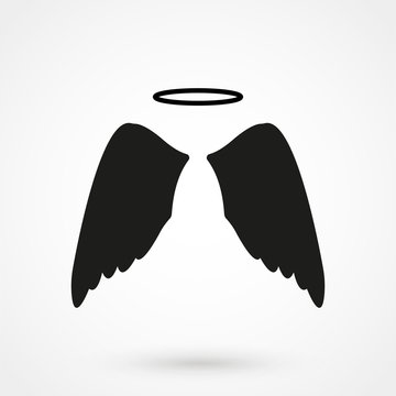 Vector Icon Of Angel Wings With Halo