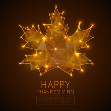 Happy thanksgiving day. Low poly Vector illustration.Abstract polygonal points