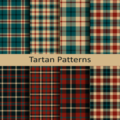 set of ten vector trendy scottish square tartan patterns. design for wrapping, packaging, covers, cloths, christmas