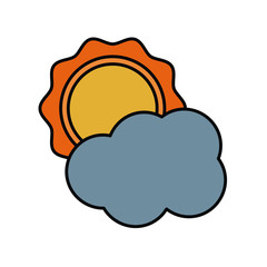 Sun and cloud weather icon vector illustration graphic design