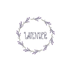 Wreath lavender template design. Vector illustration