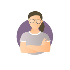 Proud, overproud woman, flat gradient vector icon