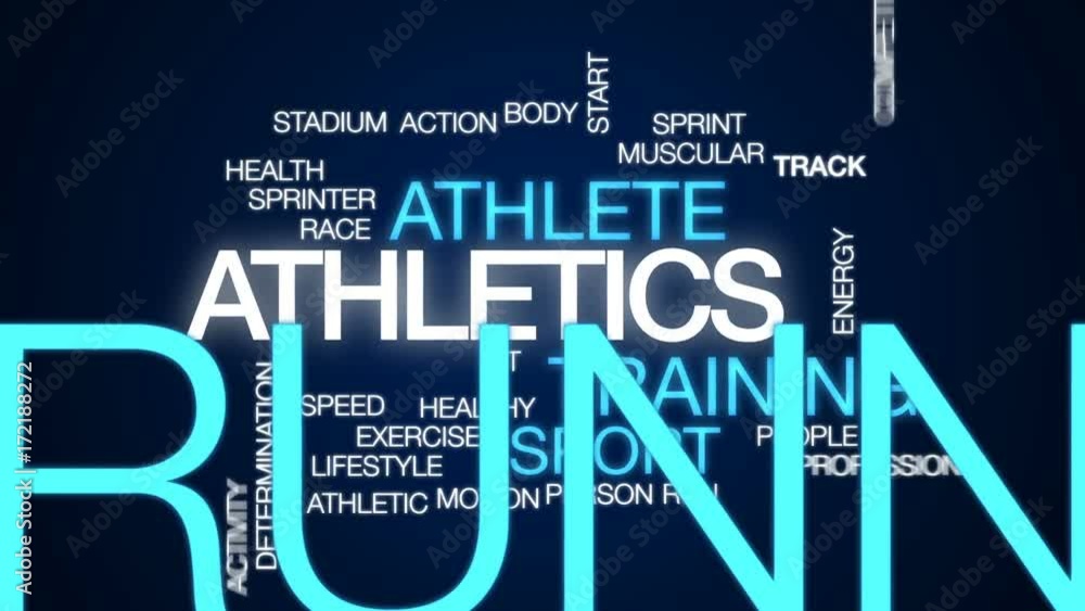 Poster athletics animated word cloud, text design animation.