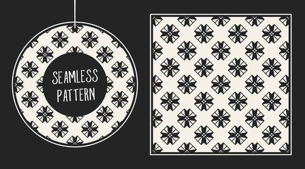 Abstract concept vector monochrome geometric pattern. Black and white minimal background. Creative illustration template. Seamless stylish texture. For wallpaper, surface, web design, textile, decor.