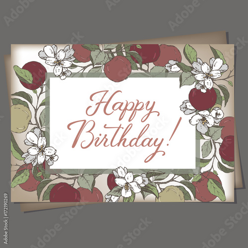 landscape a4 format romantic birthday card template with