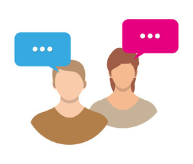 Couple avatar icons with dialog speech bubbles