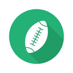 Rugby ball flat design long shadow glyph icon