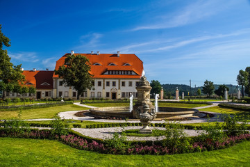 Beautiful palace in Wojanow village, Silesia, Poland