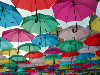 Fototapeta na wymiar sky of umbrellas