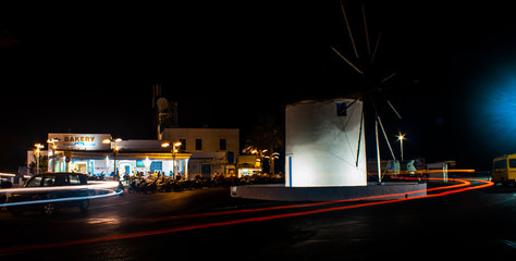 Lighttrails around windmill circle