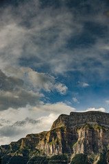 Mountain landscape in pyreeneos with cloudy sky