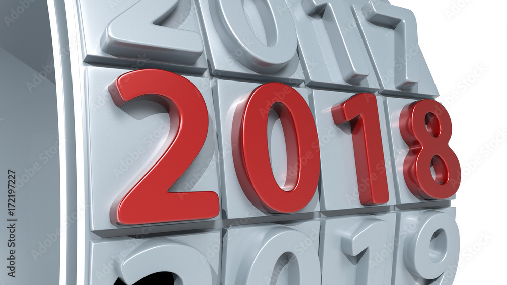 Poster design component of a counter dial that is showing the year 2018