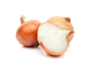 onion bulbs isolated on white background