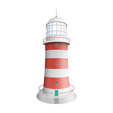 Realistic lighthouse. Illustration isolated on white background. Graphic concept for your design