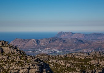 Landscape on top of the table mountain nature reserve in Cape Town at South Africa