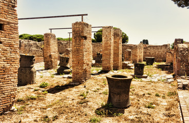 Palace of Molini with lava millstones - Ostia Antica - Rome - Italy