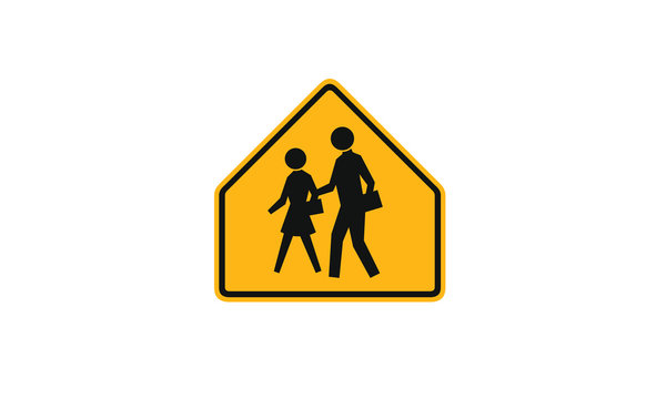 People crossing warning sign ahead