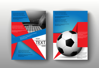 vector soccer set of promotion brochures layout concept set. A4 size template sheets. Sport event information cover. Editable poster for web, print. world soccer cup 2018 advertising banner