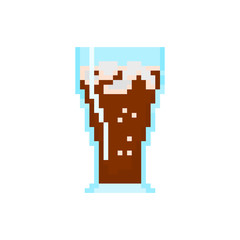 Pixel glass of cola for games and applications.
