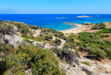 Fototapeta na wymiar Summer sea beach (Sithonia, Greece).