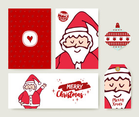 Christmas santa claus cartoon holiday card set