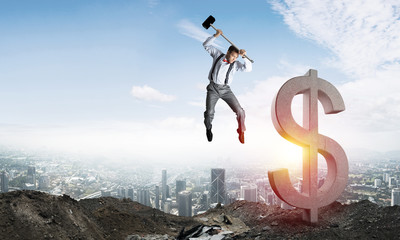 Global business and money concepts. Falling dollar currency.