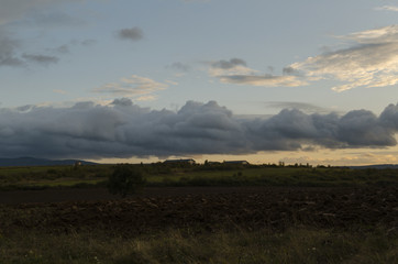 Obraz premium sunset landscape in nature, august
