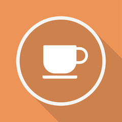 Runder Button mit Schatten - Tasse Kaffee