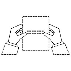 hands human with document paper isolated icon