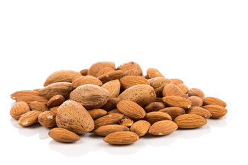 Almonds on a white background