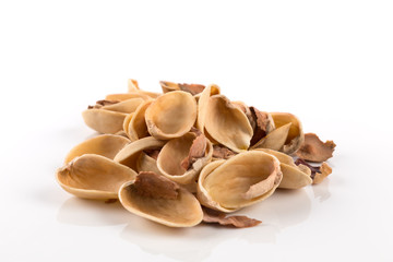 pistachio nut shell on white