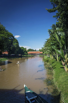 river in central siem reap old town area in cambodia