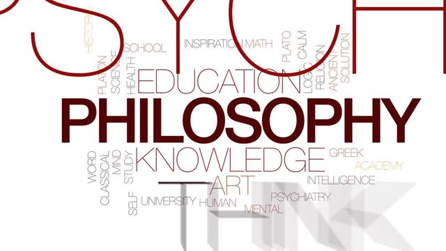 Philosophy animated word cloud, text design animation. Kinetic typography.