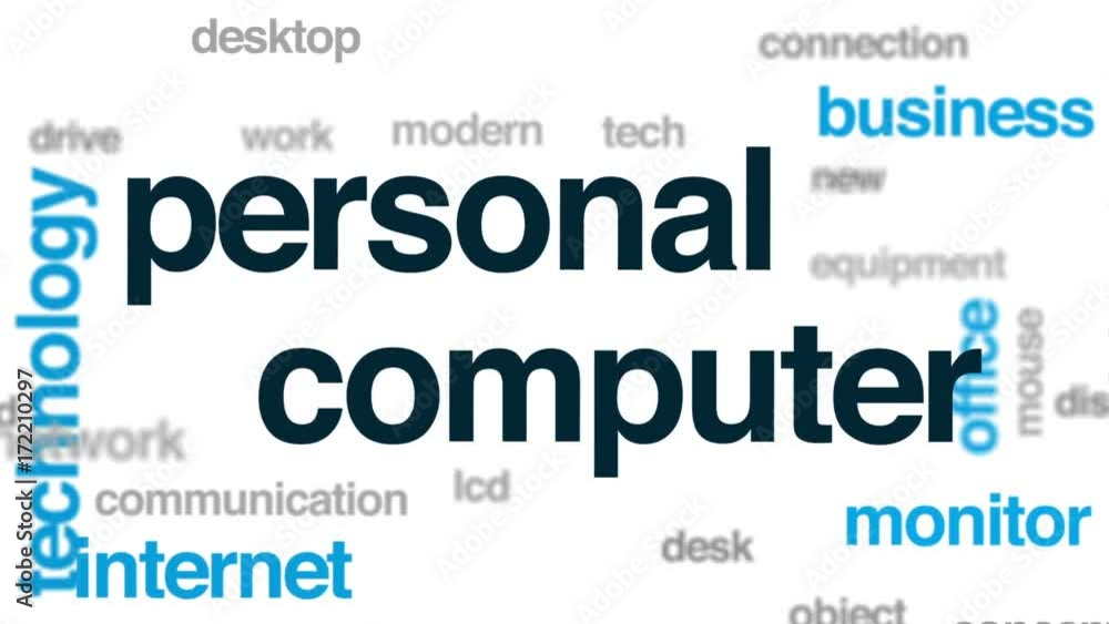 Poster personal computer animated word cloud, text design animation.