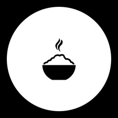 hot rice food in bowl simple black icon eps10
