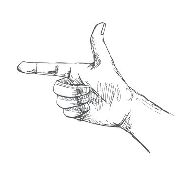 recommend clip art: Hand, showing the index finger. Illustration in sketch style. Hand drawn vector illustrations.