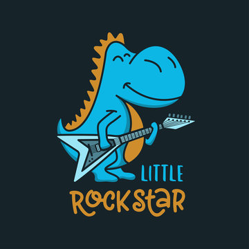 Little Rockstar Kid Clothes Design. Vector Vintage Illustration.