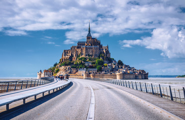 Beautiful Mont Saint Michel cathedral on the island, Normandy, Northern France, Europe