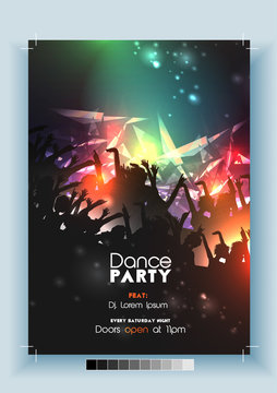 Dance Party Poster Template - Vector Illustration.