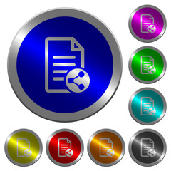 Share document luminous coin-like round color buttons