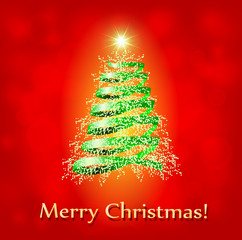 Christmas card with abstract Christmas tree