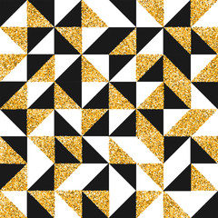 Gold  glitter abstract retro art seamless pattern
