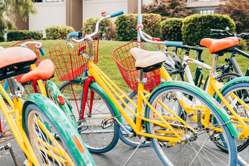 coloful bikes of google campus, california © jon_chica