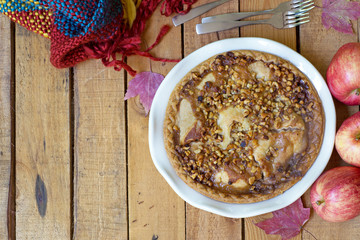 Apple Walnut Pie on a Rustic Wooden Surface