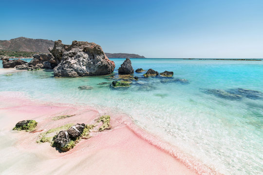 The Pink Sand of Elafonisi Beach in the Southwest of Crete Island