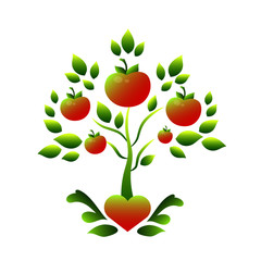 The emblem of a tree with apples. Apples. Vector illustration.