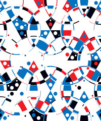 Obraz premium Abstract seamless pattern of rings and dots. Rings tied to each other.